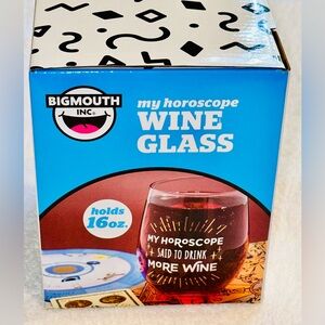 NWT Bigmouth Inc My Horoscope 16oz Wine Glass.